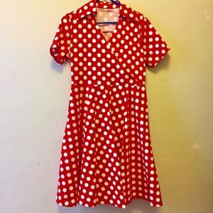 Retro Vintage style red polka dot dress.